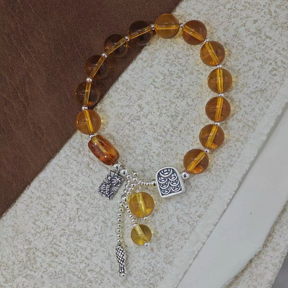 S925 Pure silver yellow crystal Daily Gold Earn bracelet, ins light luxury style bracelet, niche design sense pic 4