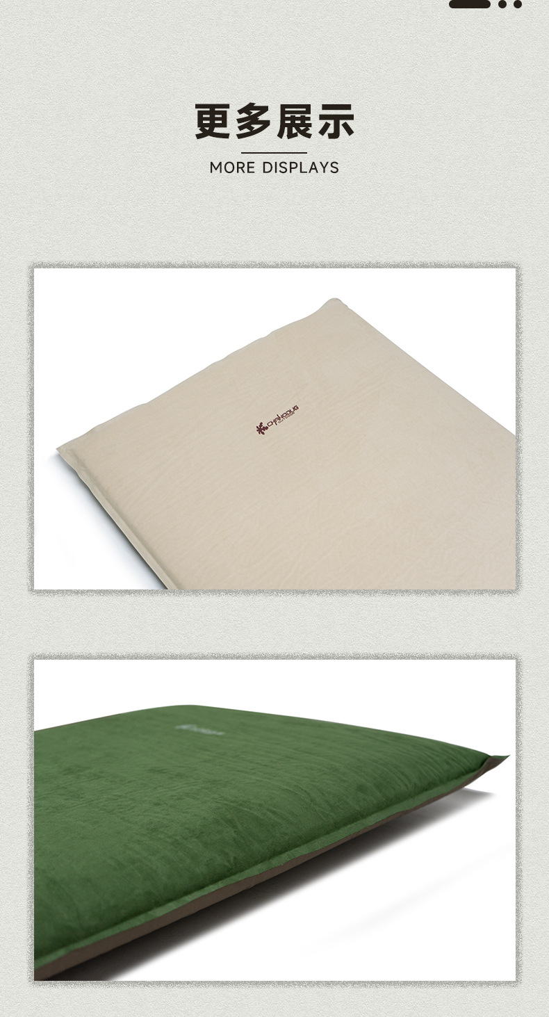 10cm comfortable suede thickened camping sponge inflatable pad, outdoor camping inflatable moisture-proof mattress in stock pic 9