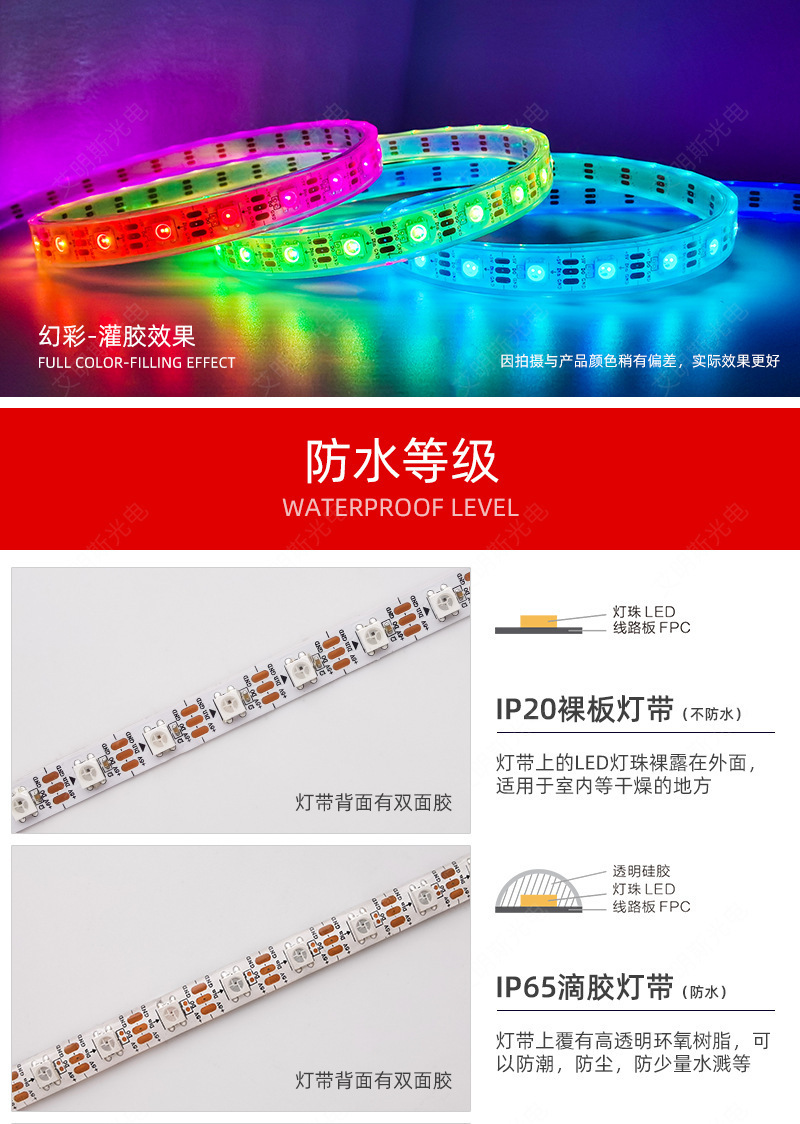 麦爵士变色/彩色/幻彩跑马流水5V/12VLED灯带可编程可智能手机APP详情9