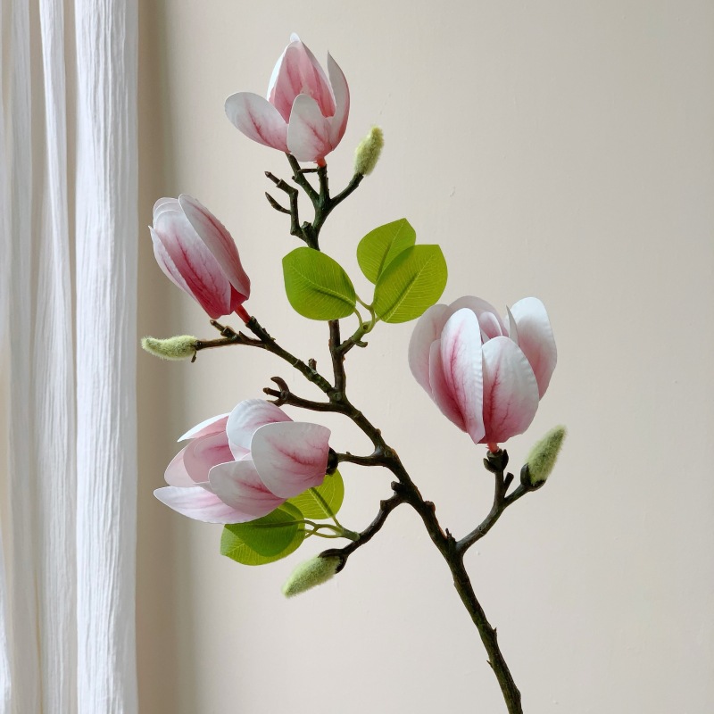 中式高仿3D胶片手感玉兰花仿真花假花装饰客厅玄关餐桌摆件塑料花详情15