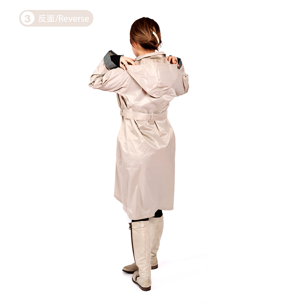 日本外贸两层雨衣弹力春亚纺PU涂层防水雨披现货批发出口详情15