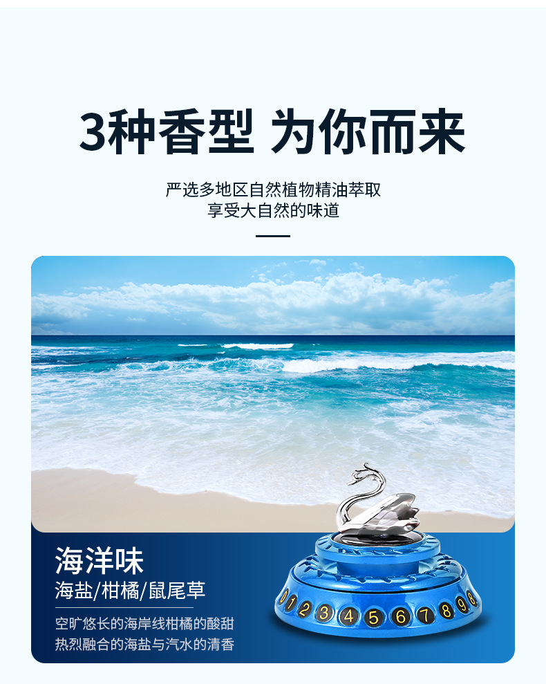 Multi-functional car moving number, car aromatherapy, temporary parking in the car, solar swan decorative essential oil pic 9