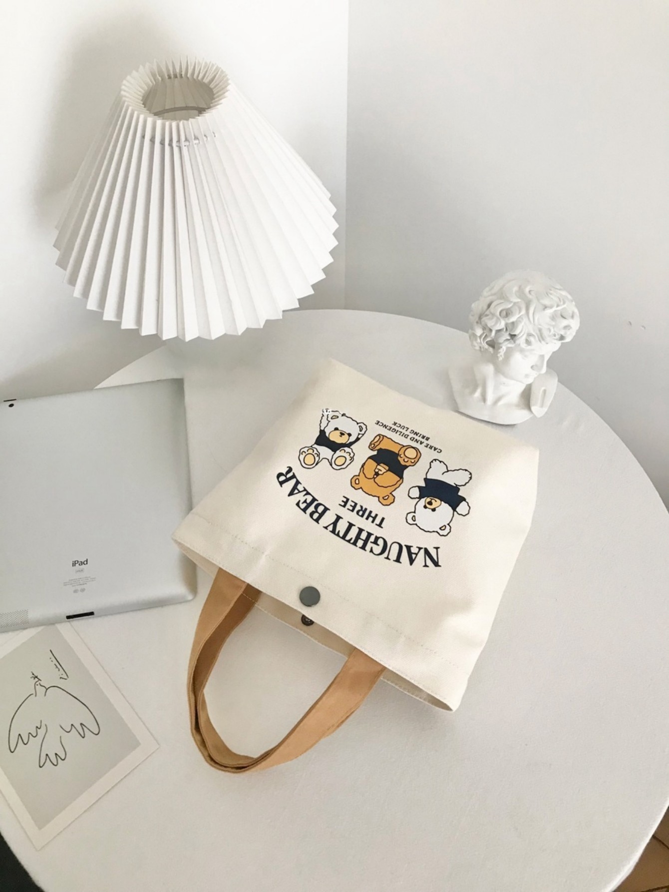 新款小熊帆布包女学生便携上班小号手拎便当包手提包帆布袋礼品袋详情8