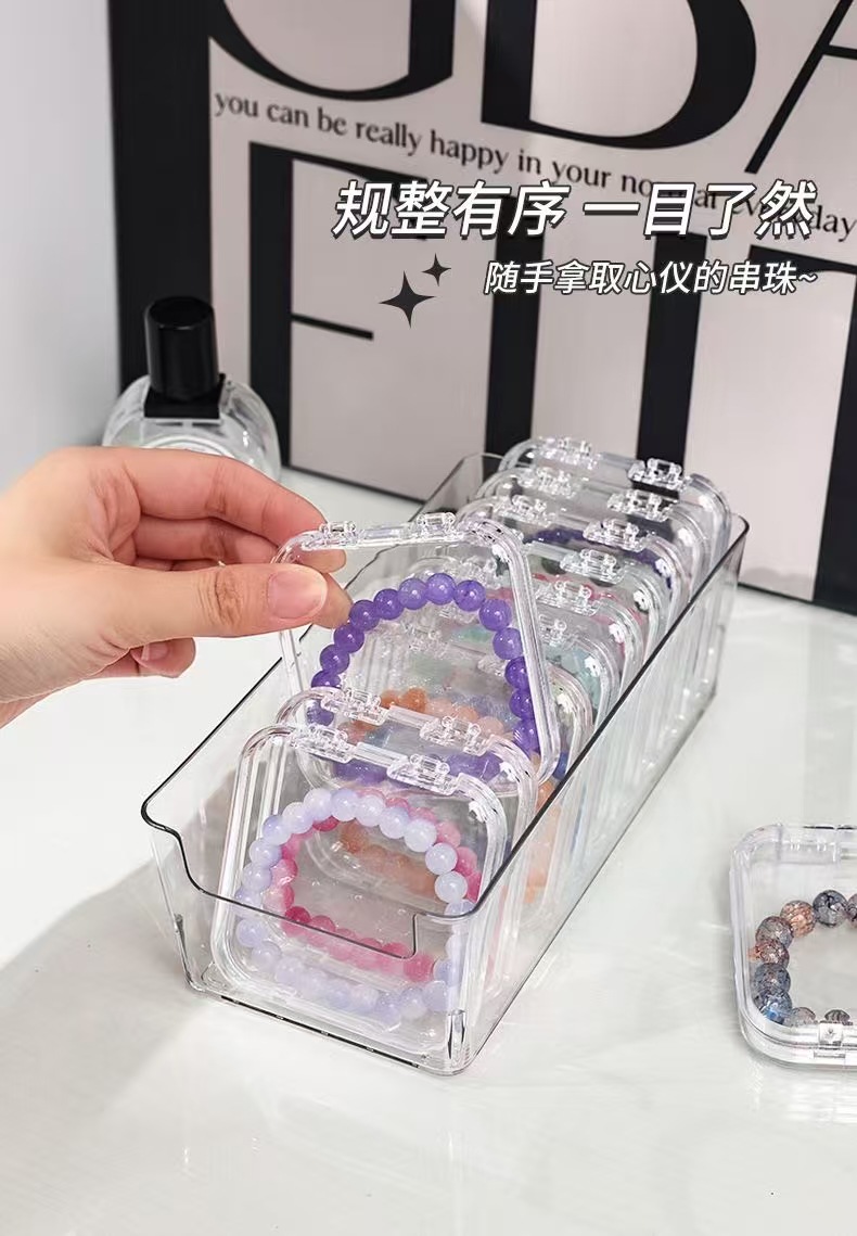 防氧化水晶琉璃手串收纳盒透明手链手镯美甲展示盒桌面饰品储存盒详情9