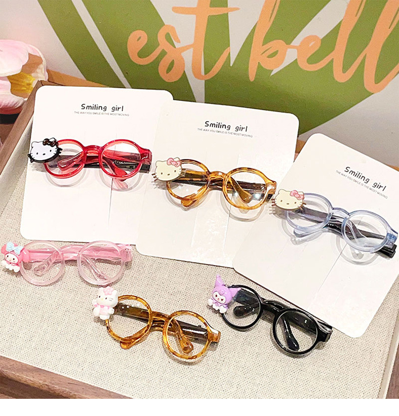 TEMU Xiyin Cross-border wholesale cartoon glasses hairpins Sweet kt cat duckbill clips Cool and trendy bangs side clips for girls pic 4