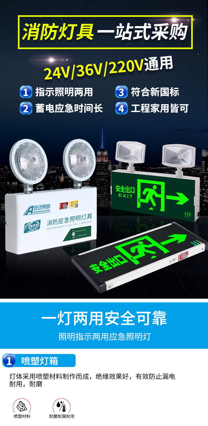 新国标消防应急灯led安全出口指示灯楼道走廊逃生停电疏散标志灯详情6