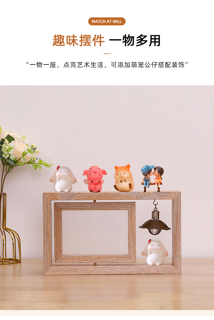 跨境创意双面旋转6寸7寸木质相框摆台个性情侣礼品纪念木质相框详情6
