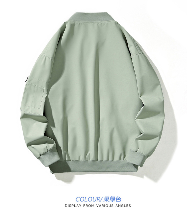 夹克男新款春秋季男士棒球服外套美式潮牌休闲飞行员夹克纯色男装详情13