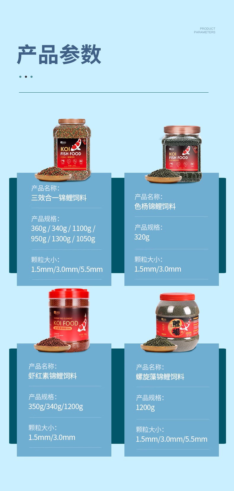 yee锦鲤专用鱼食螺旋藻孔雀鱼增色颗粒鱼粮上浮通用型鱼饲料批发详情10