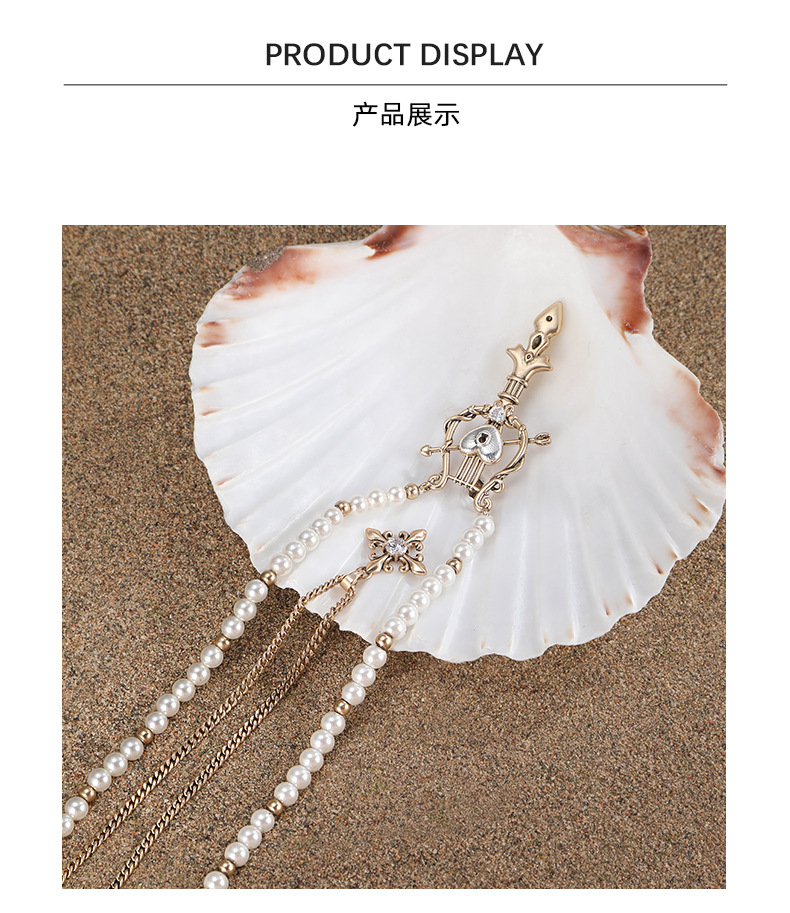 鸢尾花钥匙叠戴珍珠项链女复古轻奢高级感原创设计优雅气质锁骨链详情10