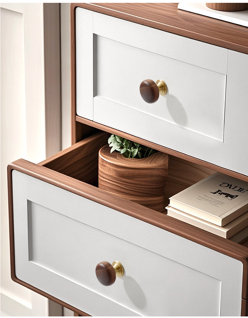 Factory direct sales of black walnut wood retro Chashi-style cabinet door handles, ancient-style solid copper wardrobe door handles pic 12