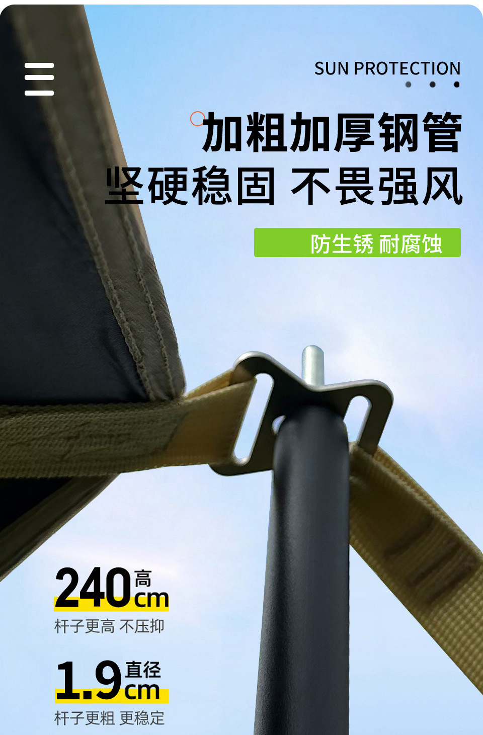 燕尾天幕帐篷户外懒人露营免搭建防雨防晒野营遮阳棚加厚黑胶天幕详情15