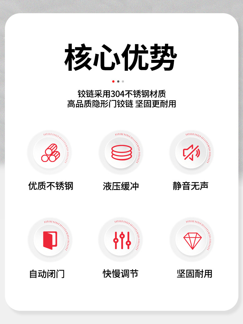 304隐形门合页带闭门器缓冲阻尼弹簧铰链自动闭门器隐形合页详情5