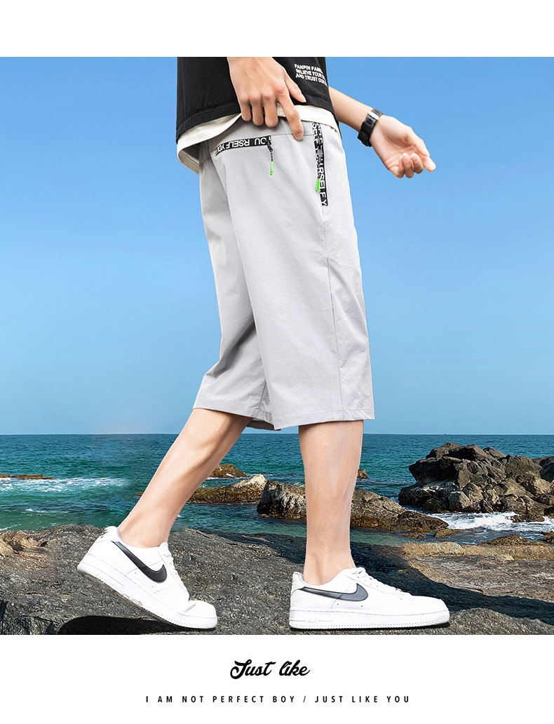 七分裤男士短裤夏季薄款宽松运动中裤外穿冰丝速干沙滩休闲裤子男详情14