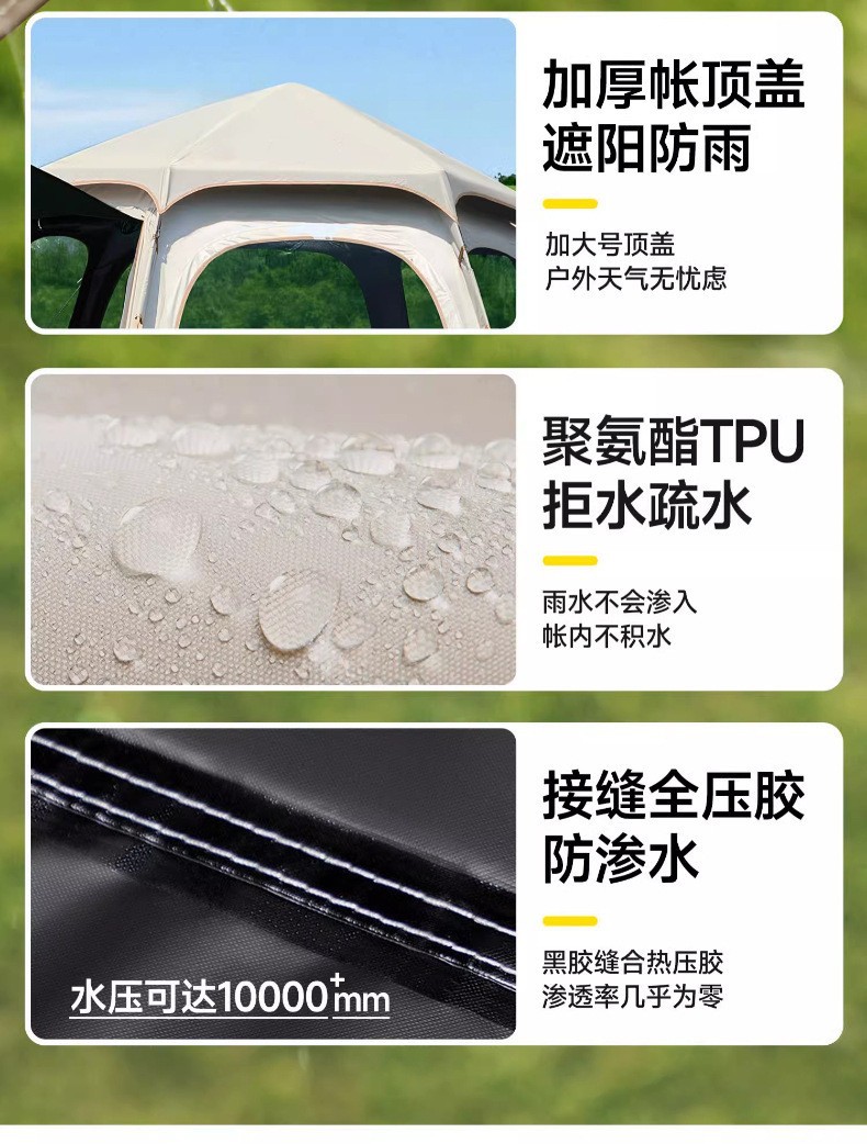 探路侠家庭露营帐篷配天幕 户外用品 防水便携露营帐篷详情12