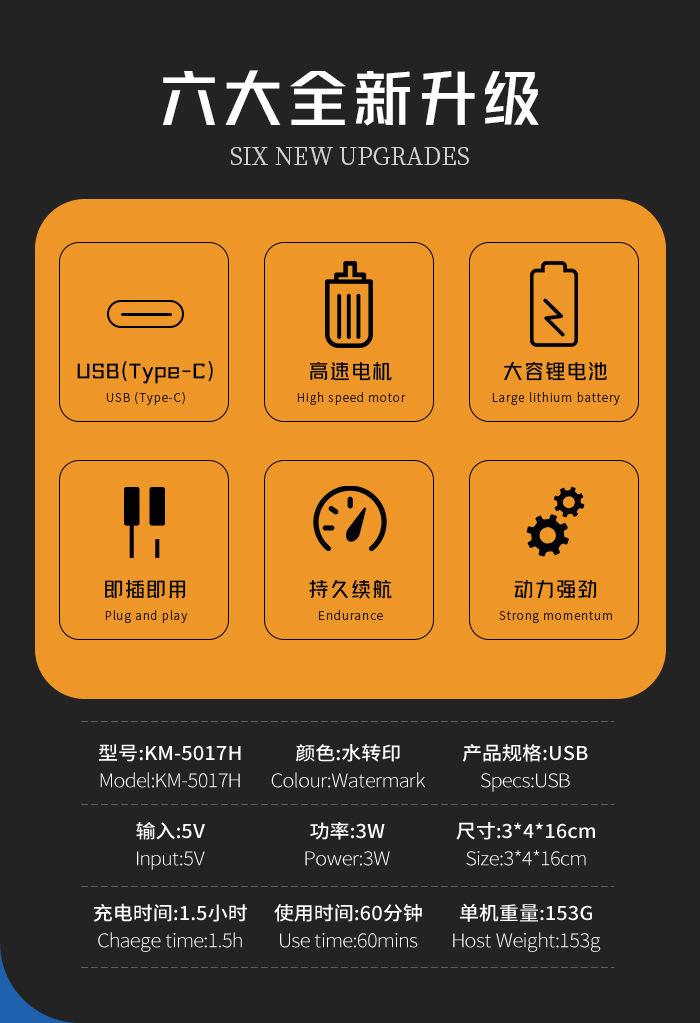Kemei/科美理发剪KM-5017H个性涂鸦电动理发器亚马逊剃头电推剪详情3