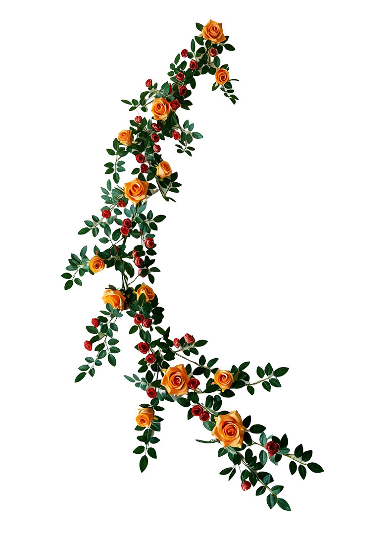 高端仿真玫瑰花藤自然弯曲藤条设计商场会展婚礼背景墙装饰花艺详情15