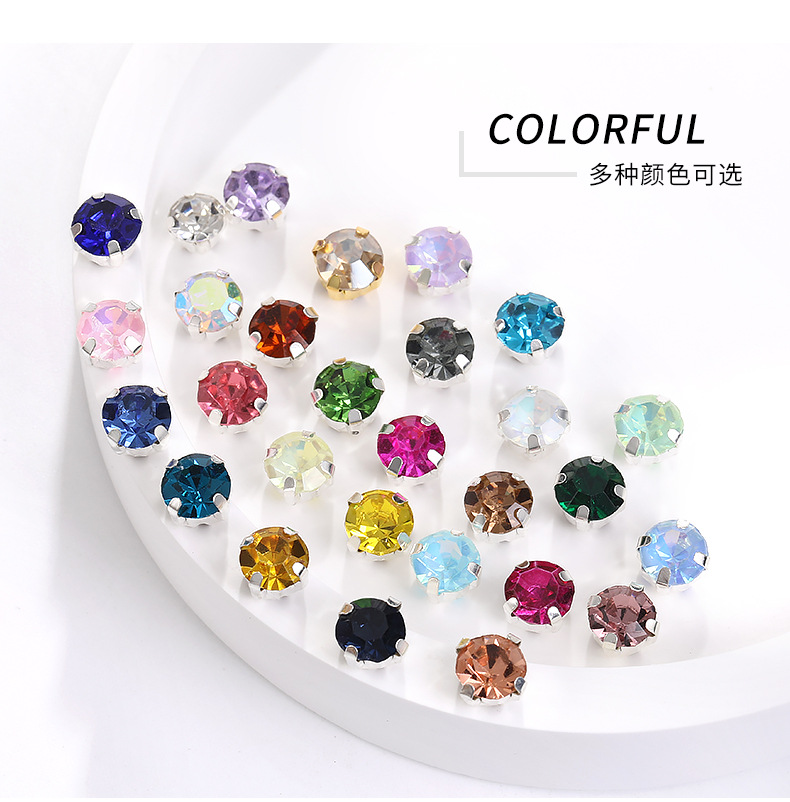 圆形四角爪钻玻璃穿孔手缝钻加厚底托服装饰品配件水晶实心单爪钻详情7