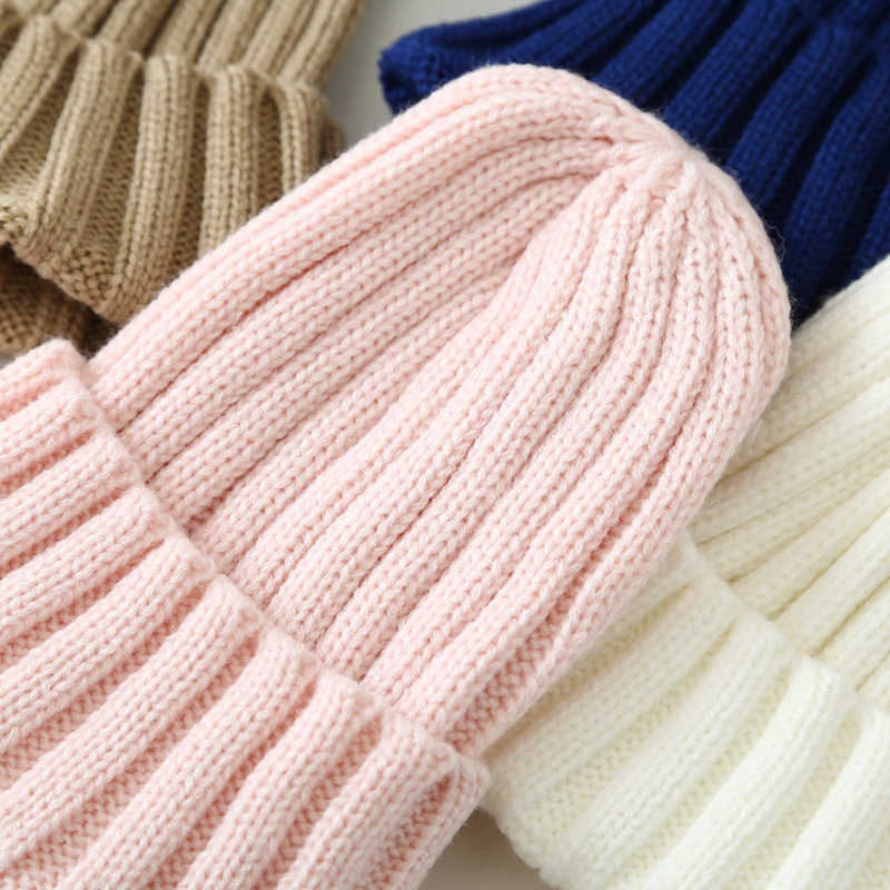 秋季儿童针织纯色帽子糖果色宝宝小孩男童女童保暖套头毛线帽秋冬详情13