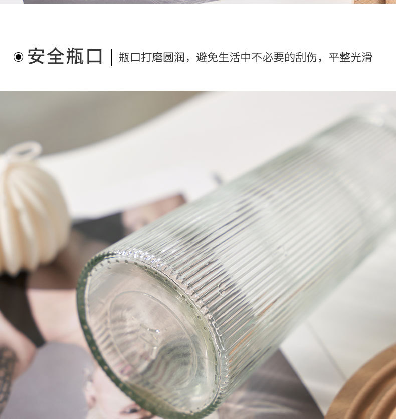 轻奢风透明树纹T型描金玻璃花瓶北欧简约家居装饰摆件干花详情7