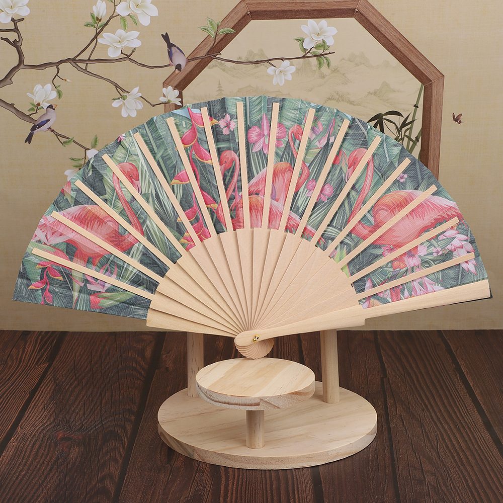 Ancient-style wooden folding fan manufacturer offers custom-made square dance fans, blank fans for Internet celebrities, and custom-made fans pic 2