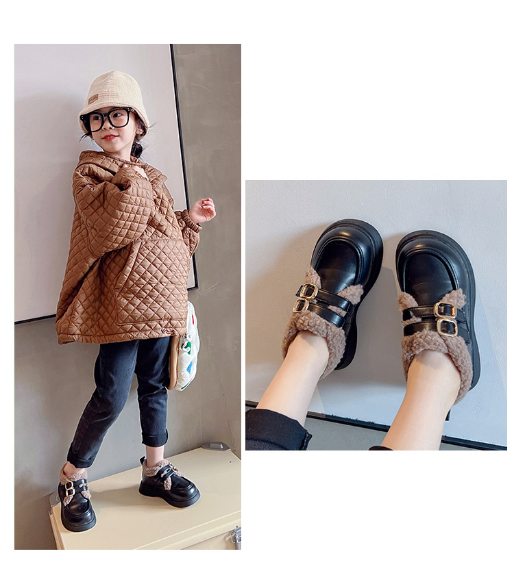 女童棉鞋加绒英伦风公主鞋2024秋冬新款保暖加厚软底小女孩豆豆鞋详情5