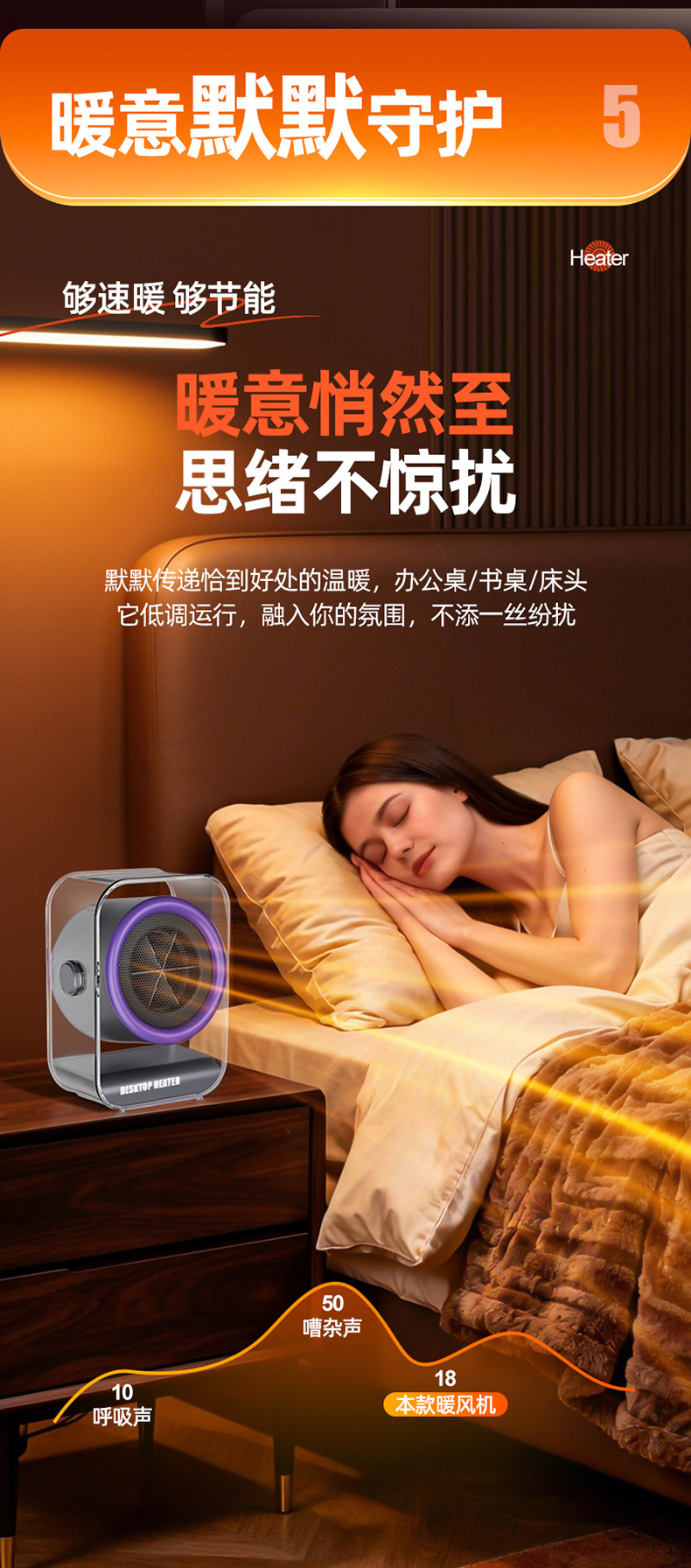 新品桌面取暖器快热办公室智能热风机便携式小型暖风机宿舍跨境详情19