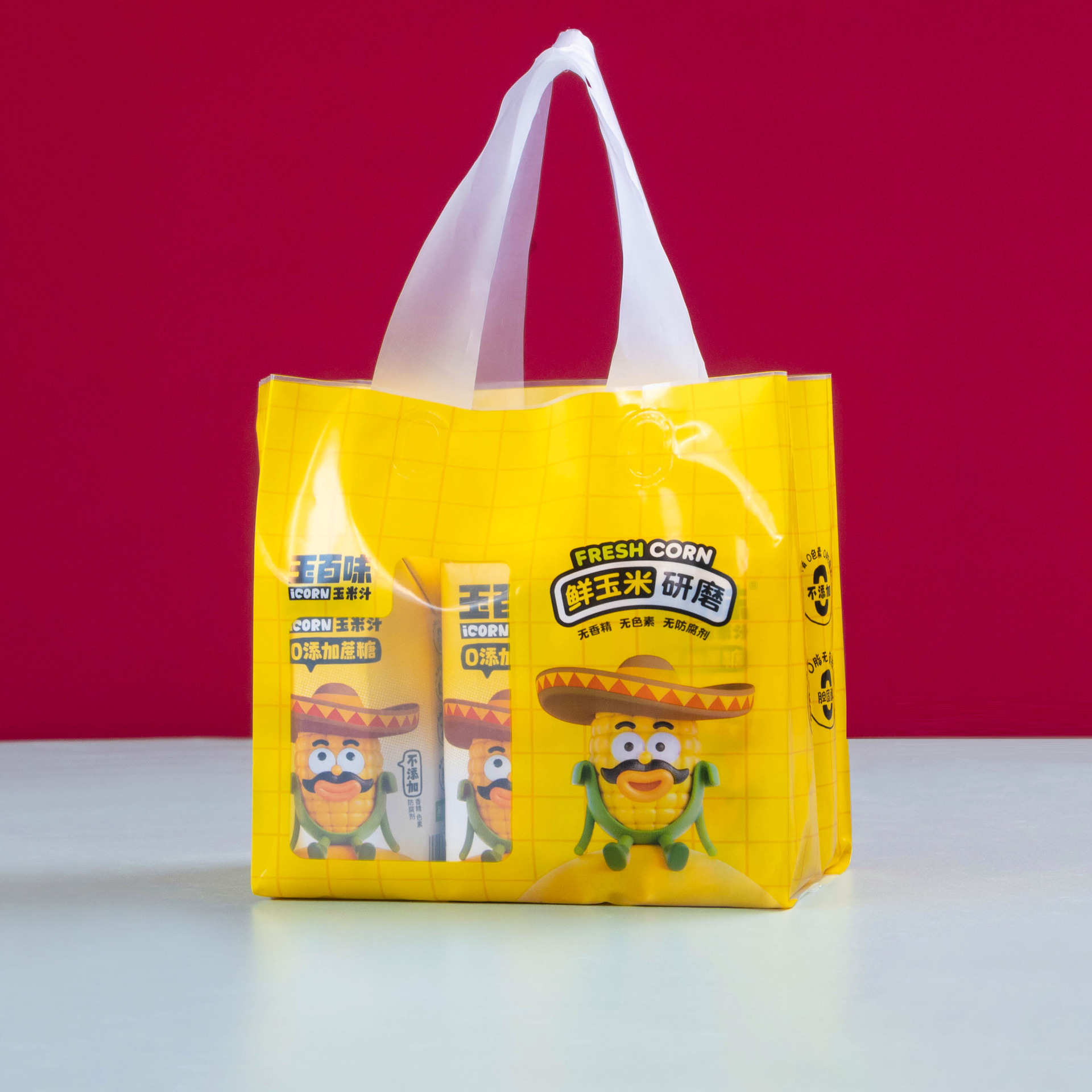 雪花易拉罐啤酒饮料外卖手提塑料包装袋透明耐用打包袋装箱用品详情19