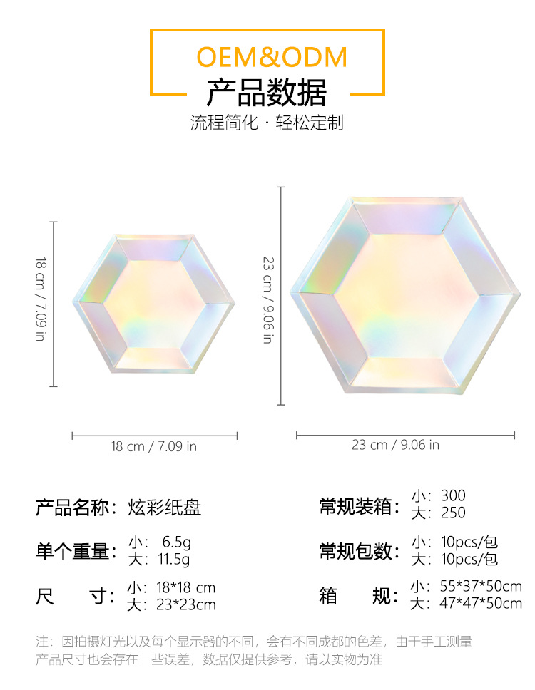 跨境派对一次性餐盘纸质盘子布置道具六角盘菱形家用创意派对纸盘餐具详情5