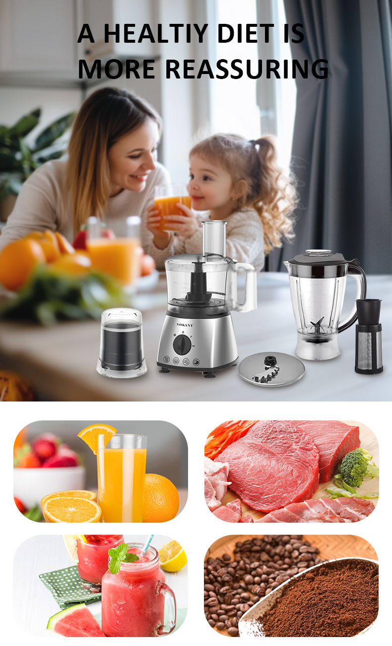 Foreign trade SOKANY03020 food processor, multi-functional meat grinder, shredder and slicer, juicer and blender pic 7
