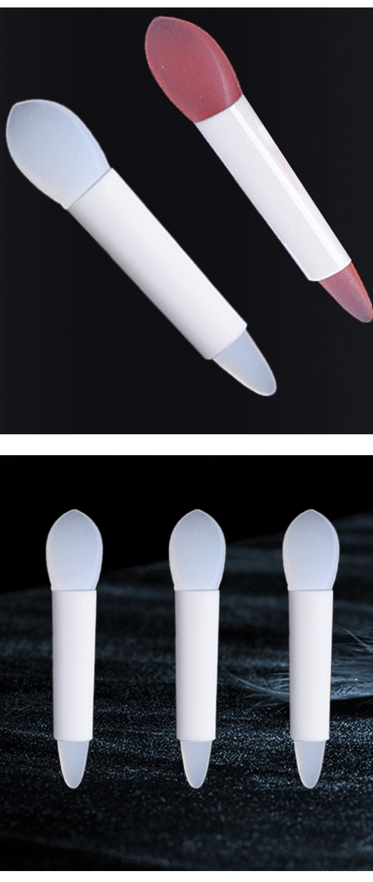 Double-headed silicone lip brush, lip gloss, lip gloss, lip mask, mini lipstick applicator, small portable double-headed eyeshadow stick pic 5