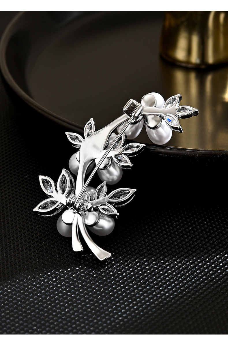 韩系简约百搭树藤珍珠胸针优雅精致高档花朵别针配饰女详情17