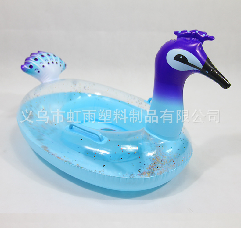 亮片孔雀艇水上充气儿童玩具座圈带翅膀防侧翻游泳圈婴儿坐圈批发详情9