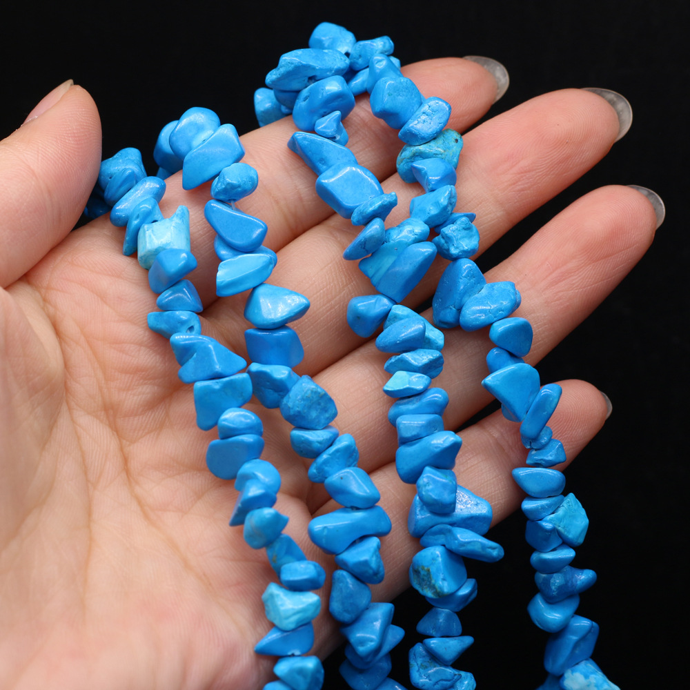 Natural crushed stone green Dongling blue pine raw stone beads with holes semi-finished DIY jewelry handcrafted accessories wholesale pic 18