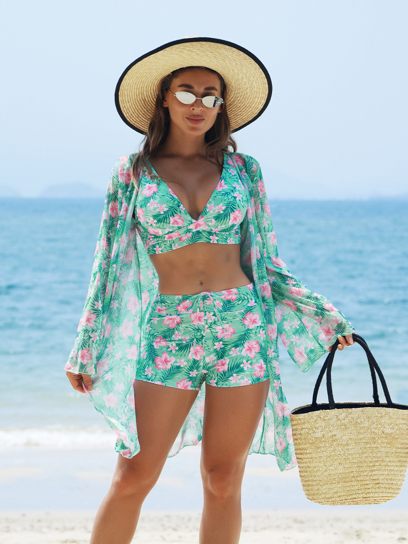 凯达新款时尚性感欧美比基尼BIKINI三件套女泳衣多色高端印花泳装详情11