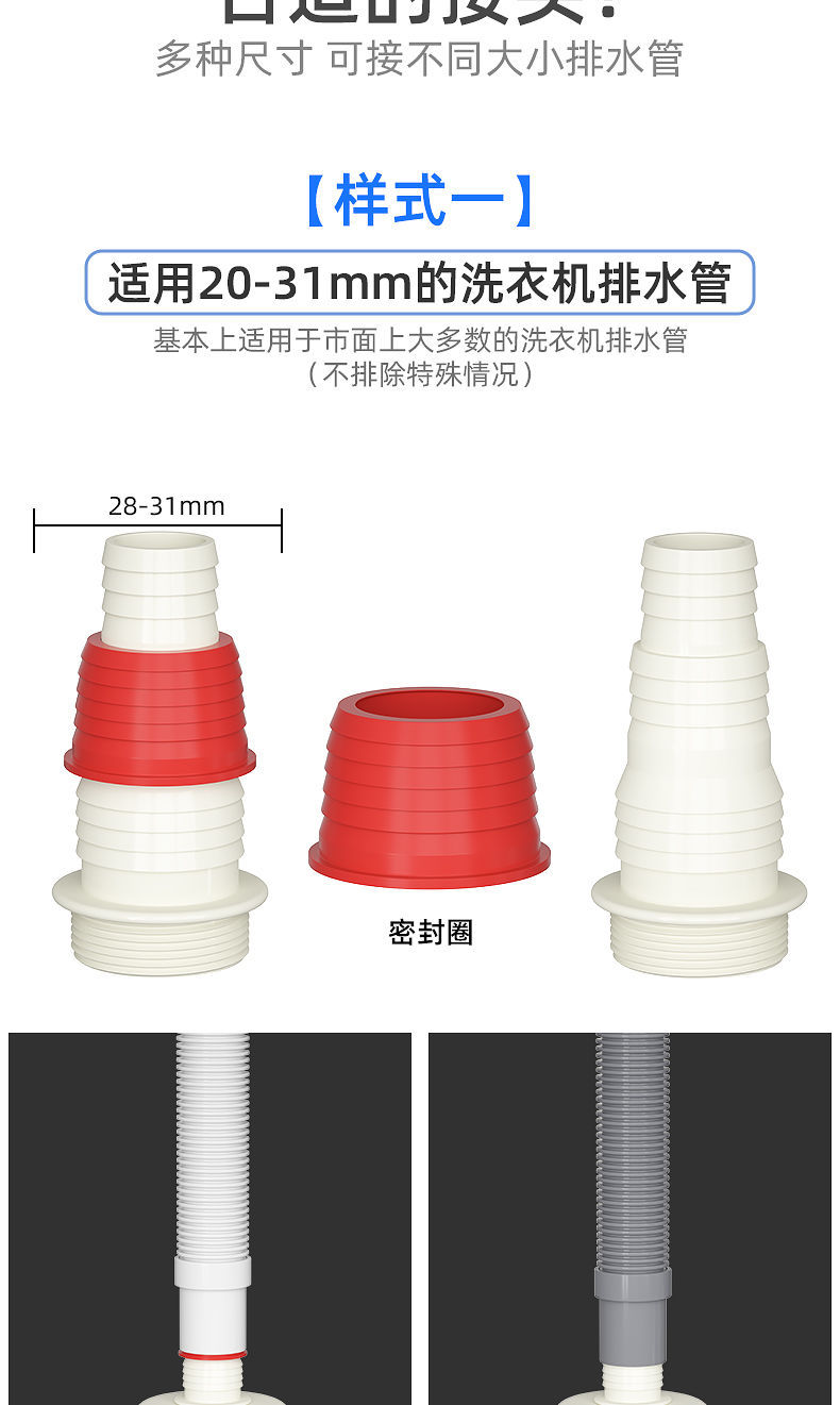 洗衣机下水管防漏分水器y型三通排水管厨房通用型防溢接头二合一详情13