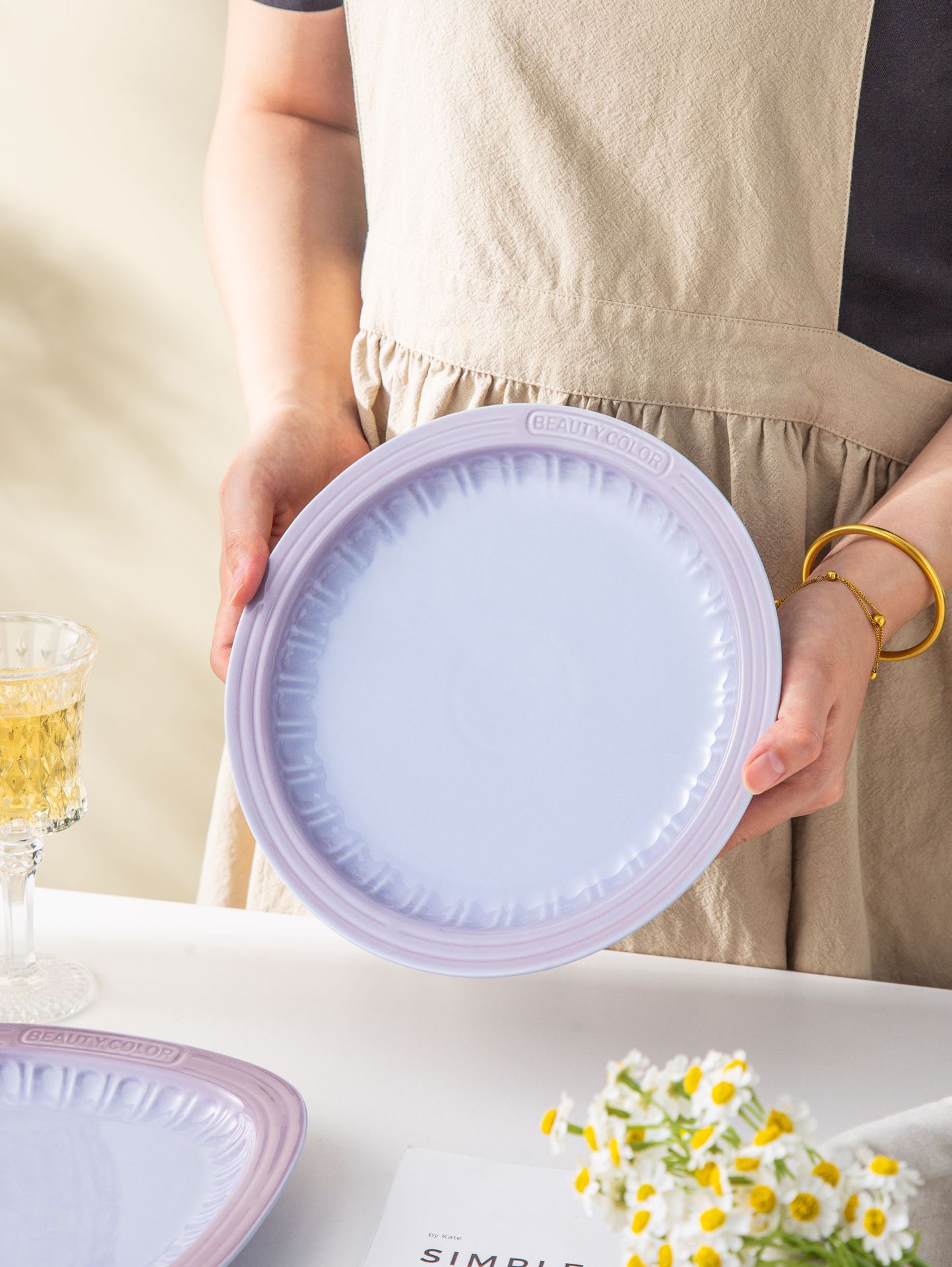 渐变紫北欧高颜值碗盘套装家用陶瓷米饭碗圆盘汤碗乔迁高级感餐具详情17