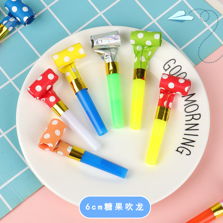 糖果吹龙雨丝吹龙厂家批发纸头吹龙口哨儿童生日派对用品创意吹龙详情8