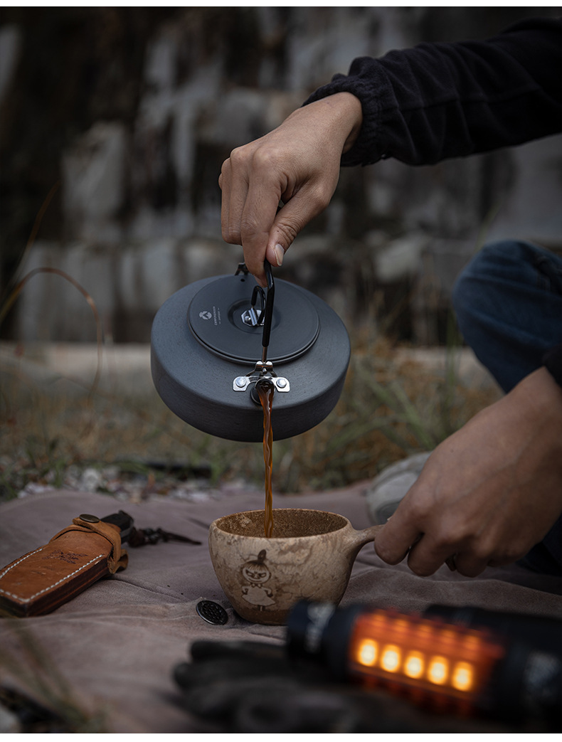 Koman aluminum alloy coffee pot 0.8L, 1L, 1.5L portable camping teapot, outdoor boiling kettle, lightweight pic 12