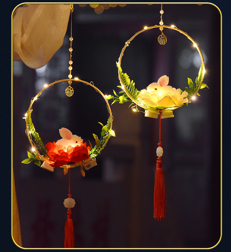 厂家直销新年灯笼手工diy材料包元宵节花灯手提发光古风莲花灯详情8