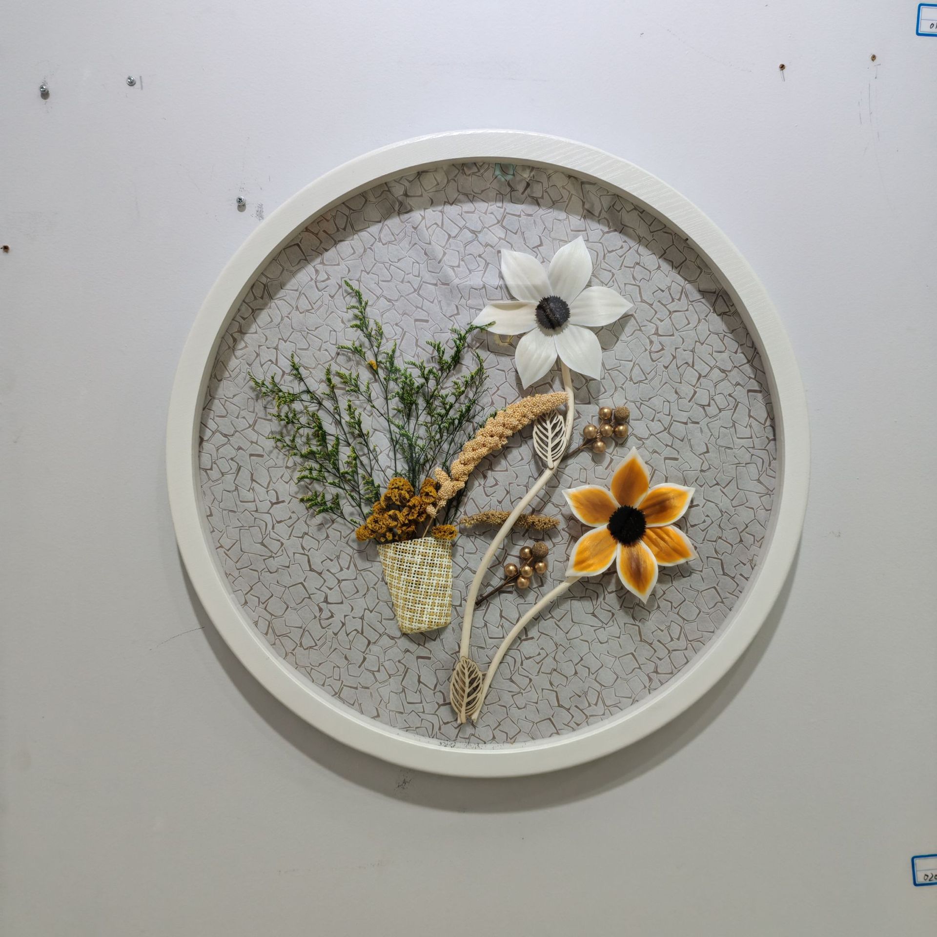 干花圆形装饰画新中式墙面装饰壁挂民宿玄关家居手工壁饰直径50cm详情7