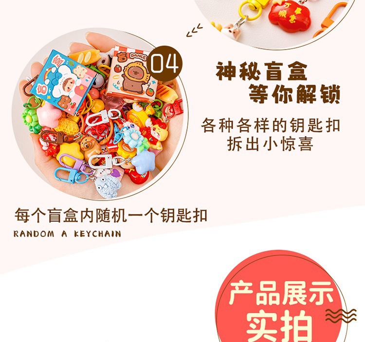 卡通潮玩盲盒钥匙扣迷你微缩小盲盒可爱惊喜钥匙圈diy挂件小礼品详情5