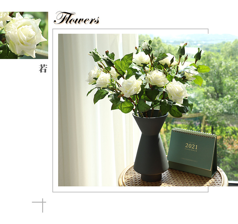 手感保湿仿真玫瑰花酒店家居客厅装饰假花Artificialflower大红详情13