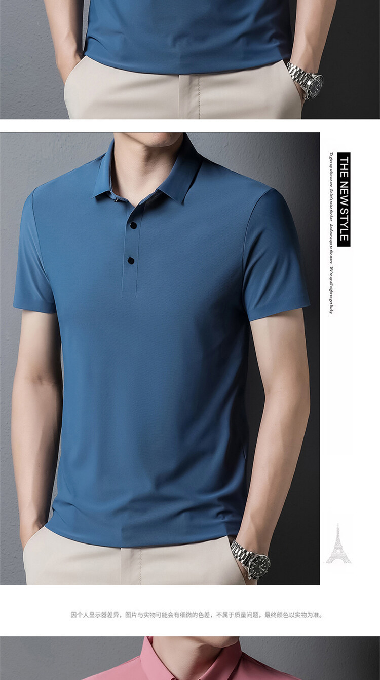 2025 verano sin marcas hielo seda polo hombre premium sense negocios manga corta camiseta hombre polo casual manga corta pic 14