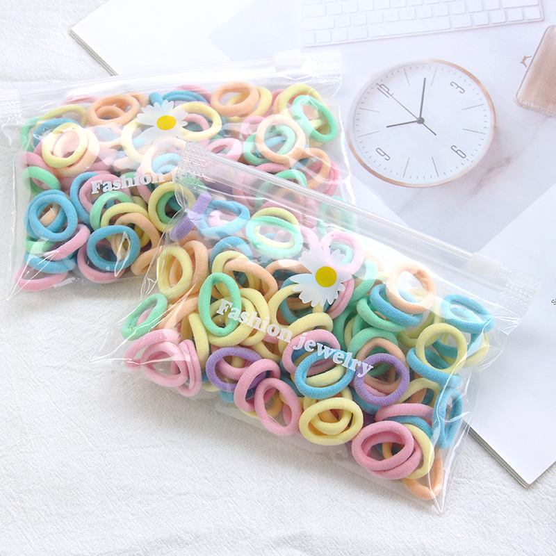 新款小号儿童彩色发圈宝宝不伤发头绳无接缝毛巾圈100根详情31