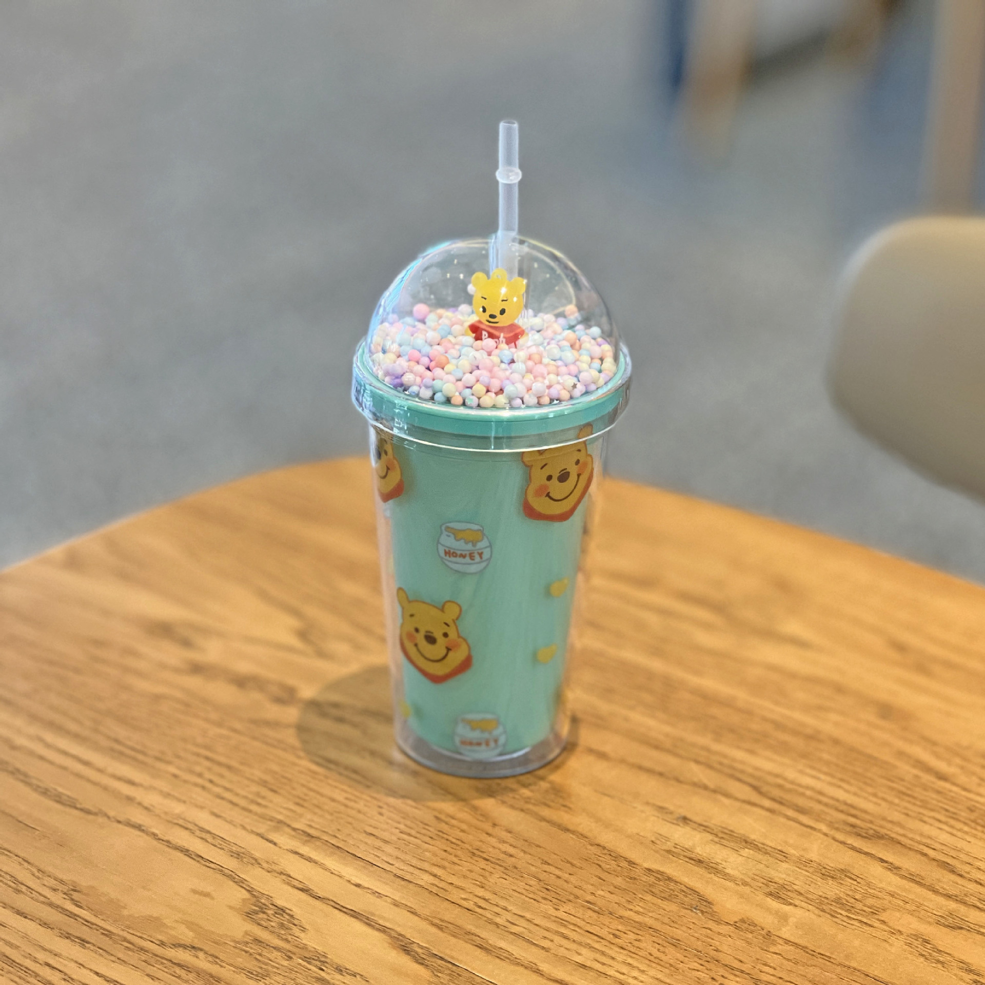 跨境新款冰裂碎冰杯双层塑料水杯批发网红卡通小熊塑料吸管杯茶杯详情13