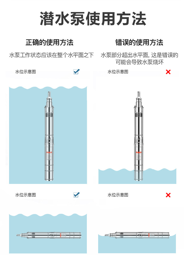 QJ/QJD不锈钢深井泵深井潜水泵家用多级潜水泵220V高扬程全铜电机详情17