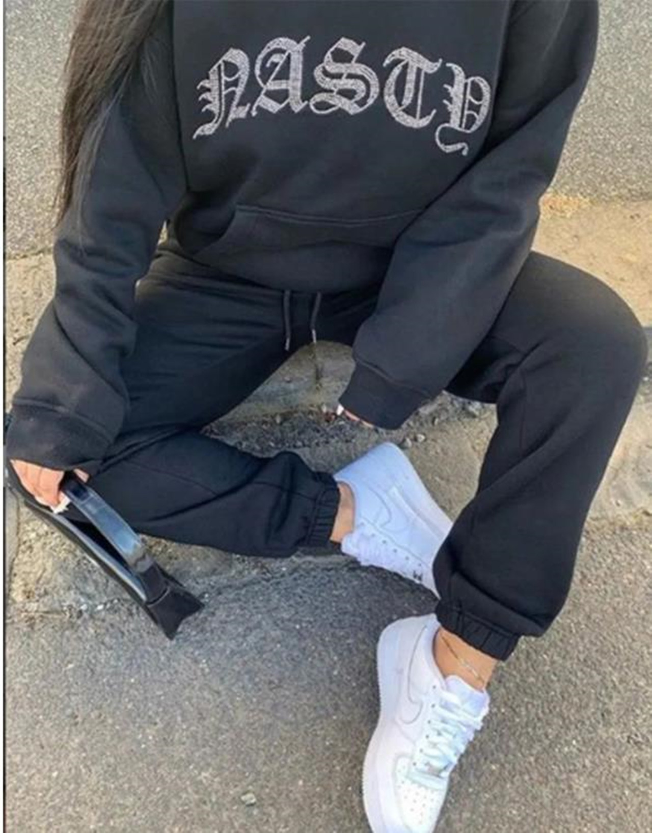 fashion printed sweatshirt sweatpants two-piece set详情7