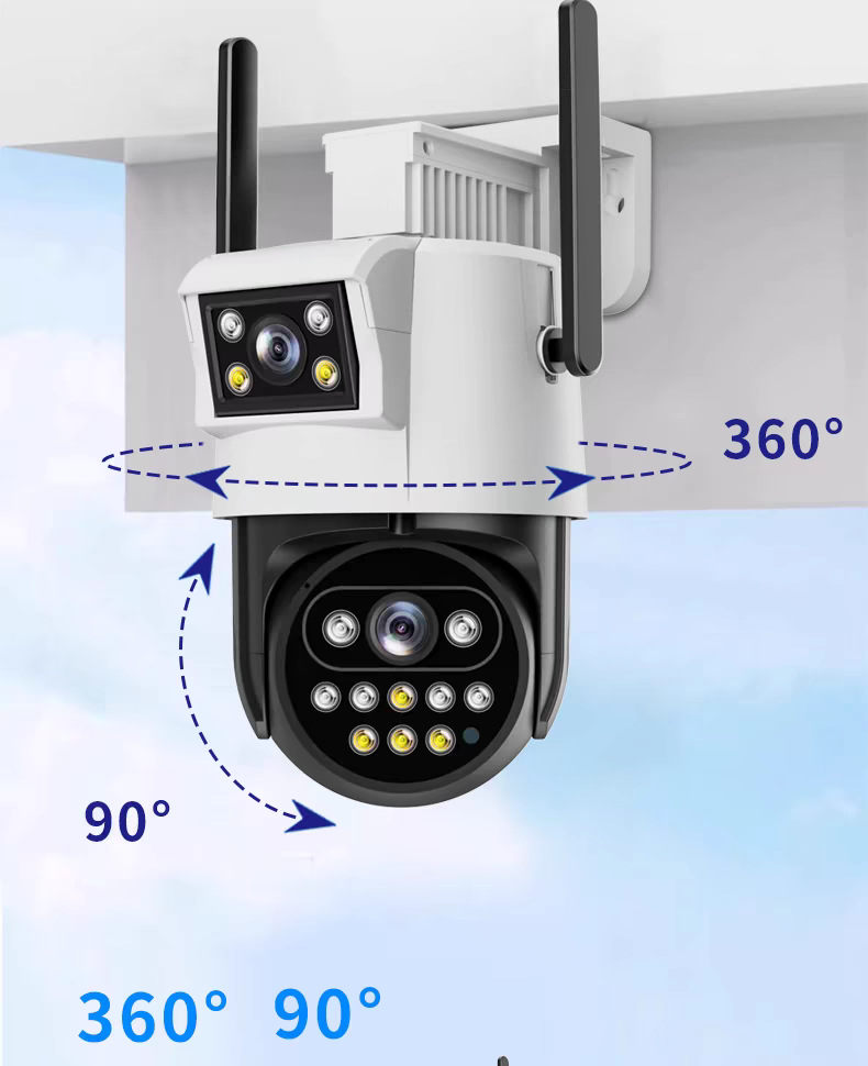 双目无线监控摄像头双画面家用监控器远程手机360度户外夜视高清详情10