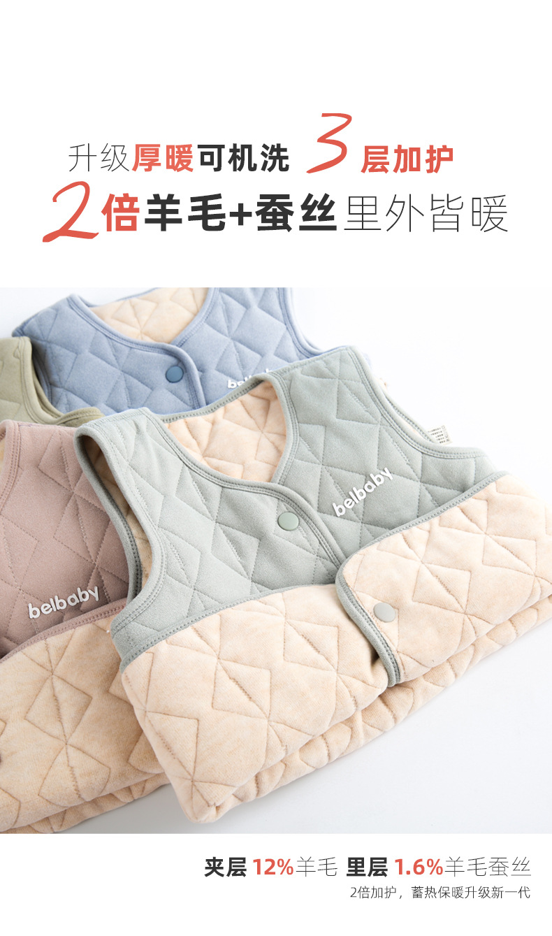 儿童羊毛马甲男童德绒保暖加厚宝宝坎肩女童加厚夹棉背心护肚马夹详情1